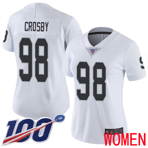 Oakland Raiders Limited White Women Maxx Crosby Road Jersey NFL Football #98 100th Season Vapor Jersey